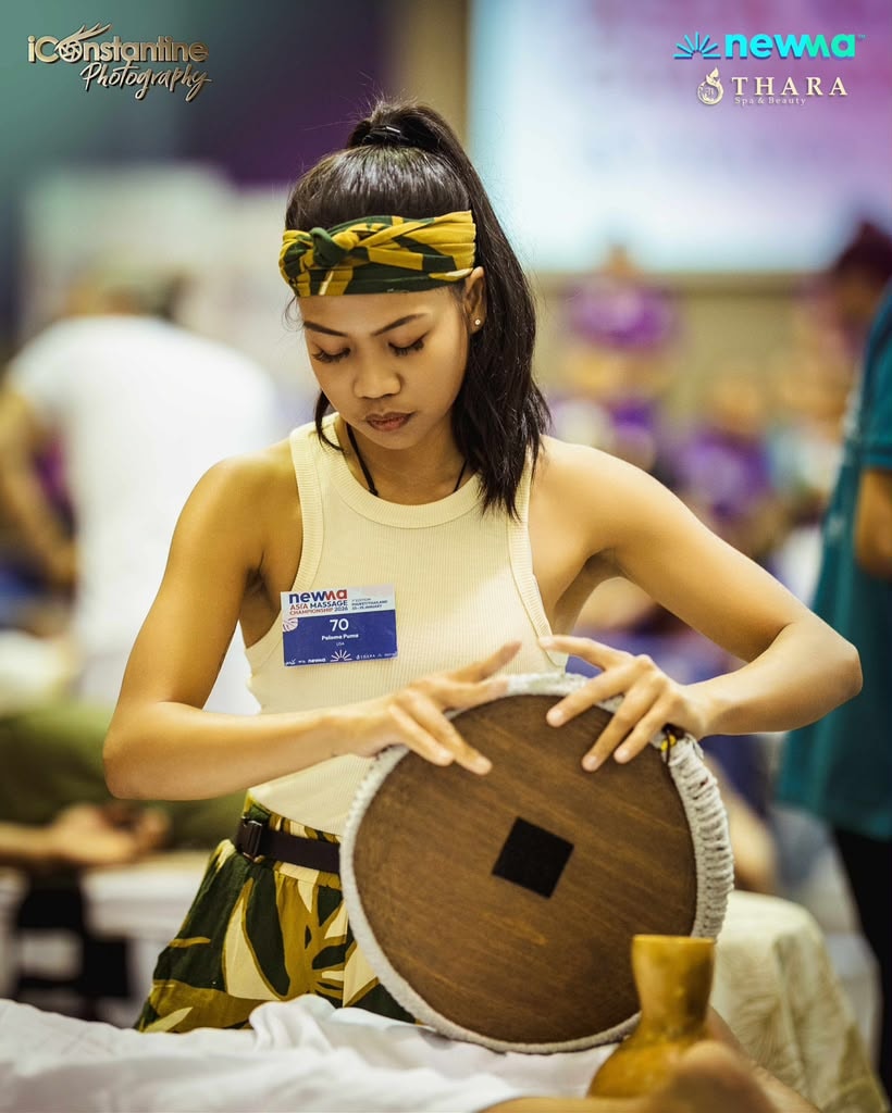 Competitor with percussion instrument at championship