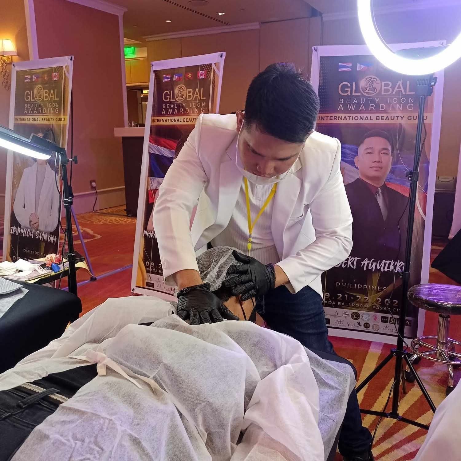Beauty professional at competition event